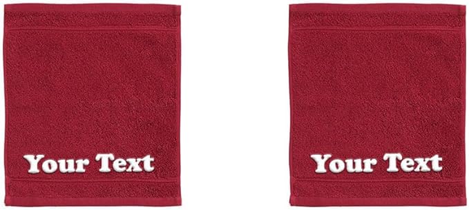 Personalize Your Towels with Custom Embroidery: Names, Monograms, and Initials. Perfect for Bathroom, Spa, Gym, Shower, Kids, Adults, Pool, Travel, Gifts, 2-Piece Wash Cloths Set - Burgundy