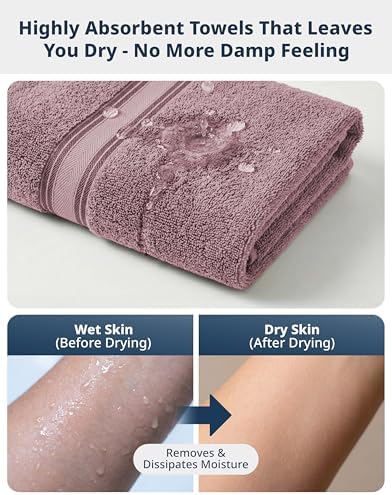 LANE LINEN Towel Set 18 Piece Soft Absorbent Quick Dry - Wishful Mauve - Image 6