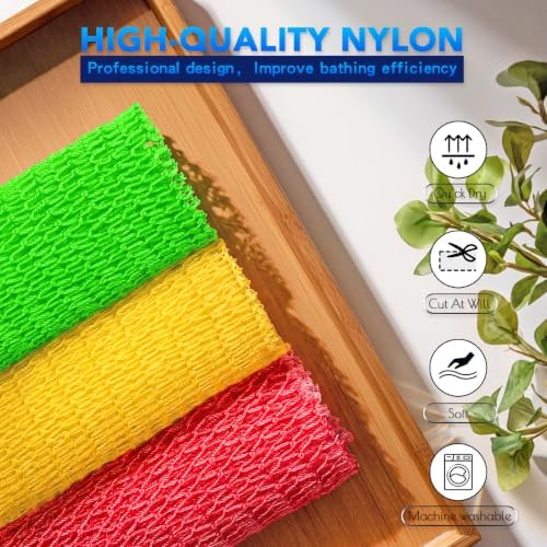 UJFQBH African Net Sponge Authentic, A Soft Yet Powerful Exfoliating Body Scrubber, Dries Quickly, and Gradually Transforms Rough Skin into Smooth 3 Pieces Rose red, Yellow, Green - Image 7