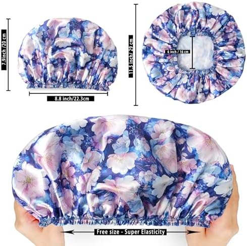Shower Caps for Women, 4 PCS Reusable Waterproof Bath Cap - Image 4