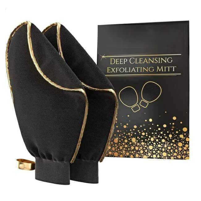 2 pcs Deep Exfoliating gloves Mitt Body Scrub, kessa hammam Glove Body Scrubber & Skin Cleander, Body Scrub Gloves For Men & Women, Skin Exfoliator For Body Tool Remover of Dead, 2 Count (Pack of 1)