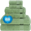 Cotton Paradise Towel Set of 6, 2 Bath Towels, 2 Hand Towels and 2 Washcloths Towels for Bathroom Sets, Green by UNITEDHOMETEXTILE