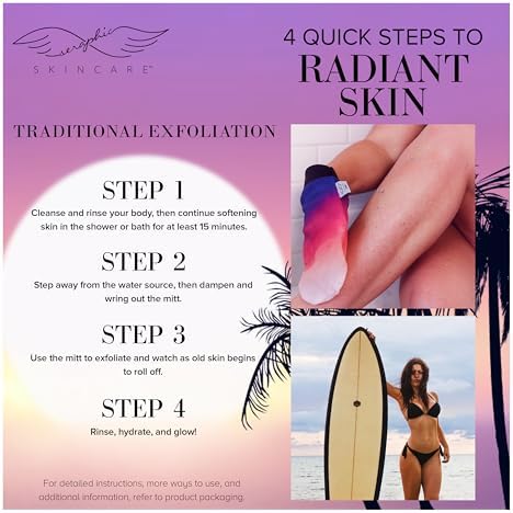 Summer Glow Body Exfoliating Mitt 1pc, Korean Washcloth & Body Scrub Glove - Image 4