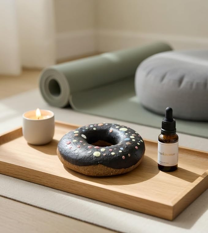 Handmade Ceramic Cookie Shape Passive Diffuser for Essential Oils, Aromatherapy Home Office Car Decor, Natural Clay, Round, Assorted Colors (1, Doughnut)