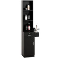 mefeir Salon Station, Barber Hair Stylist Storage Cabinet with Lockable Drawer, 5 Compartments & Shelf, Durable MDF, Organizer Equipment for Beauty Salon, Barbershop, Upgrade Black