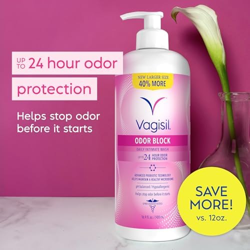 Vagisil Feminine Wash for Intimate Area Hygiene, Odor Block, Gynecologist Tested, Hypoallergenic, 16.9 oz with Pump - Image 3