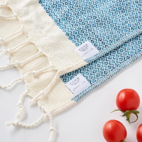 BAY LAUREL Turkish Hand Towel – Pack of 2 | Soft & Absorbent Decorative Towels for Bathroom, Hand, Face, Hair, Gym, Yoga, SPA, Kitchen & Tea | Boho Decor (Turquoise, Diamond 15x26 Inches (Set of 2) - Image 2