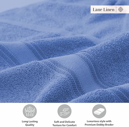 LANE LINEN 100% Cotton 4 Pack Bath Towels (30"x60") - Zero Twist, Mercerized Cotton Bathroom Towels Set - Quick Dry, Soft & Absorbent Large Bath Towels - Machine Wash in Cold Water - Cerulean Blue - Image 7