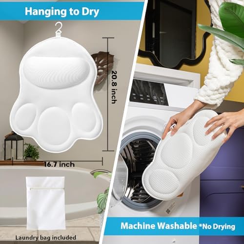 Bath Pillows for Tub Neck and Back Support - Upgraded Non-Slip Rubber Backing & 6 Suction Cups, 4D Air Mesh Spa Bathtub Cushion for Head Rest, Machine Washable with Laundry Bag & Hook(White) - Image 6