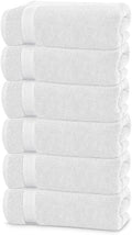 Linteum Textile Supply Luxury Hair Towels 100% Ring Spun Cotton Towel for Women, Men, Kids | 22x44 inches Quick Dry Towels for Hotel, Gym, Beauty, Spa & Salon | Pack of 6 | White | Superior Soft Touch