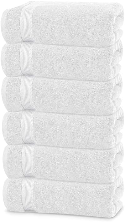 Linteum Textile Supply Luxury Hair Towels 100% Ring Spun Cotton Towel for Women, Men, Kids | 22x44 inches Quick Dry Towels for Hotel, Gym, Beauty, Spa & Salon | Pack of 6 | White | Superior Soft Touch