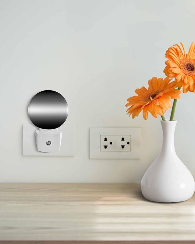 Night Lights Auto Sensor Black Ombre Night Light Solid Color Round Lamp Plug-in LED Nightlights Dusk to Dawn for Living Room Bedroom Bathroom Hallway Wall Decor