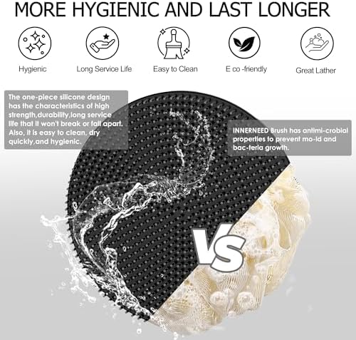 INNERNEED Food-Grade Soft Silicone Body Scrubber Brush, Silver Zinc Infused - Image 2