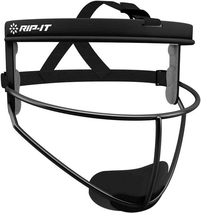 RIP-IT Original Defense Softball Face Mask, Lightweight, Protective Fielder's Softball Face Shield with Ponytail Strap & Soft Foam Padding