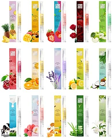 Nail & Cuticle Oil Pen 15Pcs Kit Manicure Essentials Strengthening with Different Naturale Scents Salone SPA Hydrating Repair Treatment Supplies by Fokostar