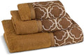 Zahari Home Spindle Modern Bathroom Towel Set - 3 Piece Bath, Hand, and Wash Towels - Classic Luxury Contemporary Decor - Beautiful Gold Unique Design Bath Ensemble by ZahariHome