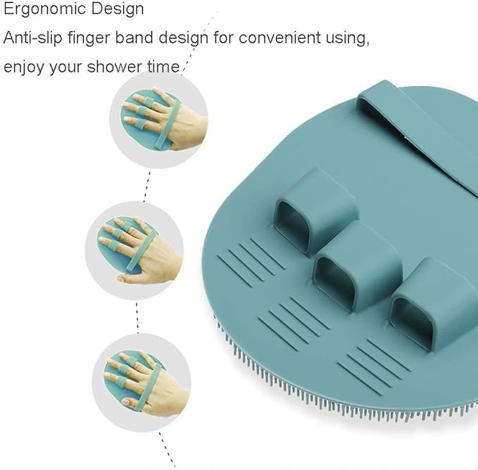 2 Pack Soft Silicone Shower Brush, Body & Face & Short Hair Wash, Bath Exfoliating Skin Massage Scrubber, Dry Skin Brushing Glove Loofah, Fit for Sensitive and All Kinds of Skin (PeonyPink+Green)