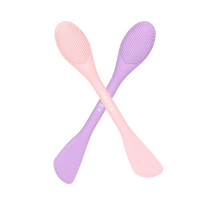 REVEX Pore Cleaning Brush,Face Scrubber,Exfoliating Pore Scrubber,2Pcs Silicone Face Mask Applicator,Mask Applicator Tool for Facial Mud,Face Brush for Women Men.(Pink+PurPle)