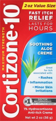 Cortizone-10 Maximum Strength Soothing Aloe Itch Relief Cream, 1% Hydrocortisone, Fast-Acting, Anti-Itch Cream for Bug Bites, Rash, Eczema, Psoriasis, Poison Ivy, Oak, Sumac & More, 2 oz (Pack of 2)