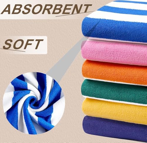 Genovega 4 Packs Oversized Stripe Beach Towel Thin Set for Women Men in Absorbent Big Extra Large XL Clearance Travel Family Toweling Accessories Essentials Adults Gift - Image 3