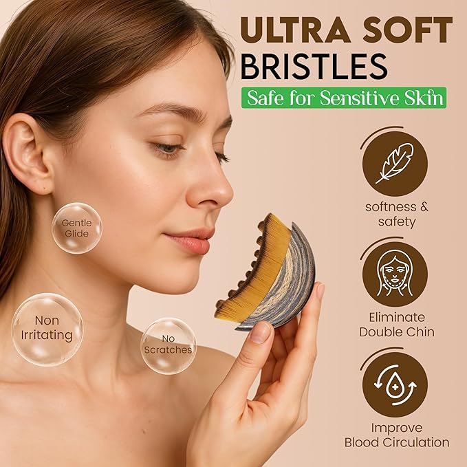 2 PCS Set Lymphatic Contour Face Brush,Stainless Steel Guasha Tool,Lymphatic Drainage Massager for Face,Ergonomically Designed to Fit The Skin Precisely and Relieve Fatigue,Skincare Gift for Women