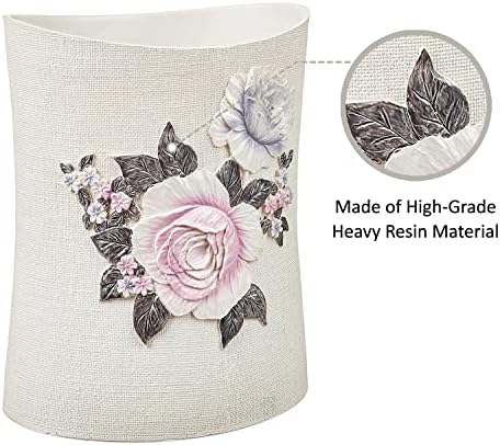 Zahari Home 2pc Michelle Bathroom Set Waste Basket & Tissue Cover Modern Classic Decor Stylish Unique Design Beautiful Floral Bathroom Accessories Set - Image 4