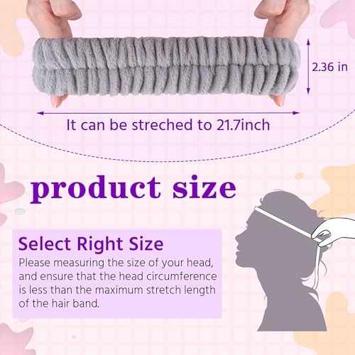 YGQQOY Spa Headband, Makeup Headband for Washing Face,Black and Grey - Image 2
