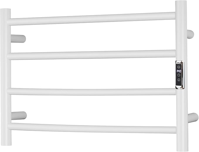 Heated Towel Racks for Bathroom, Wall Mounted Electric Towel Warmer Racks with Timer & Temperature Control, 4 Bar Stainless Steel Towel Heater for Bathroom,Plug-in,White