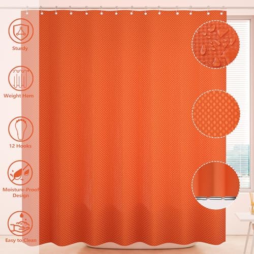 XLHOMO Bathroom Accessories Set - 25PC Bathroom Sets with Shower Curtain and Rugs, Orange Bathroom Accessories with Trash Can, Soap Dispenser, Soap Dish & Toilet Brush - Image 7
