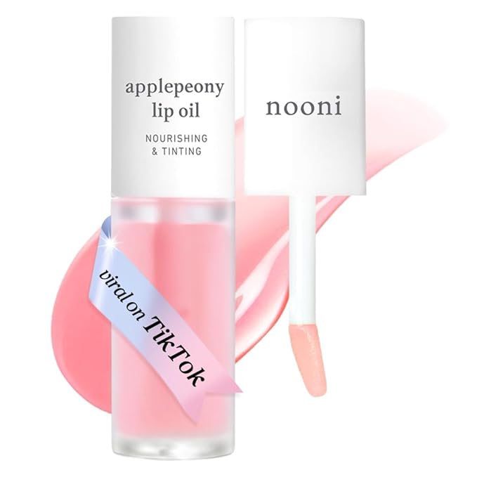 NOONI Korean Lip Oil - Applepeony | Long-Lasting, Moisturizing, Plumping, Revitalizing for Dry Lips, Waterproof, No Peel Off, Hydrating Lip Stain, Stocking Stuffers, Cute Stuff, 0.12 FL Oz