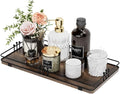 Toilet Paper Basket, Bathroom Basket for Counter Toiletries Towel Decor, Toilet Tank Tray, Guest Back of Toilet Organizer Storage, Vanity Tray for Perfume Makeup, Kitchen 13”x6.5” Brown-Black