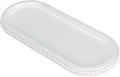 MAONAME Oval Long Narrow Wood Tray, Rustic Decorative Tray with Beaded, White Farmhouse Vanity Trays, Toilet Tank Trays for Dresser, 12" x 4.7"