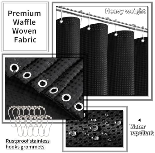 XLHOMO 26PC Bathroom Accessories Set - Gorgeous Black Bathroom Set, Bathroom Accessory Set, Black Shower Curtain Set with Bathtub Mats for Shower Tub - Image 5