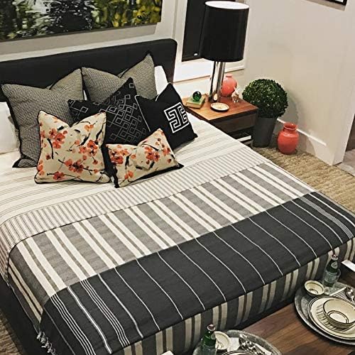 Bersuse Towels Anatolia XL Beach Blanket Throw Blanket Turkish Towel 100% Cotton Extra-Large Quick-Dry Lightweight Premium Peshtemal Towel - 61x82 Inches, Black (Set of 3)