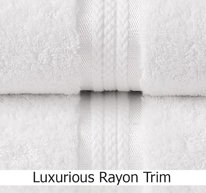 Cotton Craft Ultra Soft 6 Pack Hand Towels 16x28 White Weighs 6 Ounces Each - 100% Pure Ringspun Cotton - Luxurious Rayon Trim - Ideal for Everyday use - Easy Care Machine wash