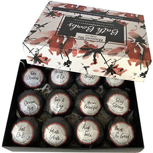 Bath Bombs for Women Relaxing with Inspirational Messages, 12 Natural and Organic Bath Bombs with Essential Oils & Skin Moisturizing Shea Butter. Birthday Gift, Mothers Day Gift for Mom, Wife