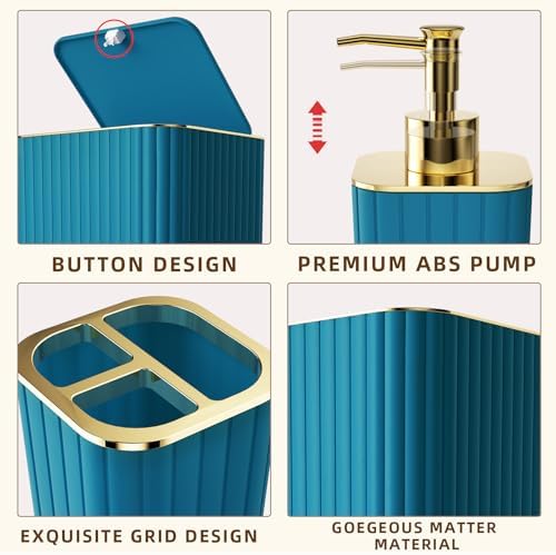 XLHOMO Bathroom Accessories Set - 10PC Gorgeous Teal Bathroom Set - Image 7