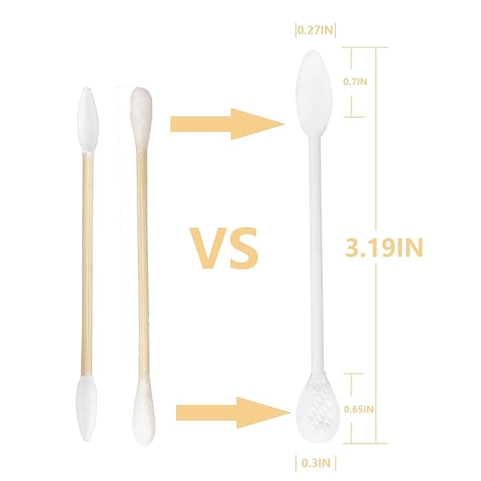 Paper Stick Thick Cotton Swabs with Precision and Flattened Tip 375pcs,Excellent Beauty Tools for Effective Makeup and Personal Care