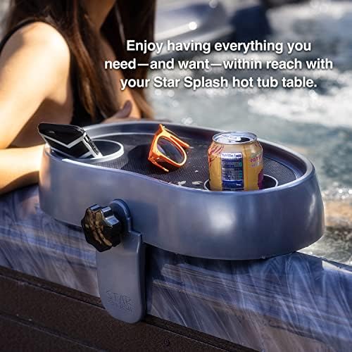 STAR SPLASH Adjustable Hot Tub Table Tray – Heavy-Duty, Nonslip Drink Caddy with Cup Holders - Clamps to Side of Aboveground Bathtub, Spa – Outdoor Patio Accessories and Supplies, 17x10x4 in. - Image 3
