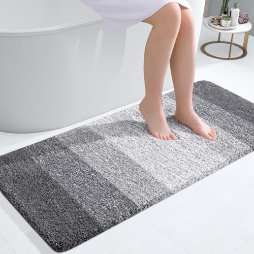 OLANLY Bathroom Runner Rugs Mat 44x20, Extra Soft Absorbent Microfiber Bath Rugs, Rubber Backing, Quick Dry, Washable Long Bath Mats for Bathroom Floor, Tub and Shower, Home Decor Accessories, Grey by OLANLY