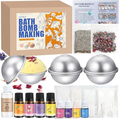 JUYRLE Bath Bomb Making Kit- DIY Bath Bomb Kit for Women, Make Your Own Bath Bombs, Bath Bomb Craft Kits with Bath Bomb Molds, Soap Making Kits, Bath Bomb Making Supplies Gifts for Girls Women by JUYRLEPartyDecorations