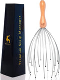 USAGA 20 Fingers Head Massager Head Scratcher Scalp Massager, Stocking Stuffers Gift for Body Relaxing Wood Handle