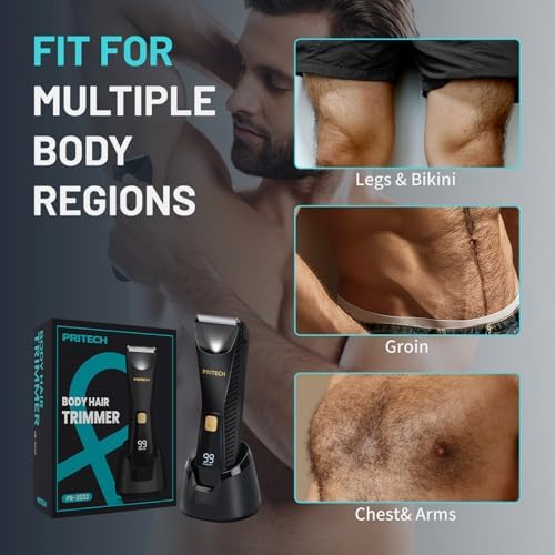 PRITECH Manscape Body Hair Trimmer - Waterproof Pubic Hair Ball Trimmer, Ceramic Blade Shavers Electric Razors for Men with USB-C Charging, Wet/Dry Use, Nick-Free Mens Grooming Kits, Gifts for Men - Image 5