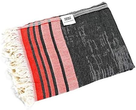 Turkish Bath Towel 100% Cotton, Hamman, Eco-Friendly Quick Dry Travel Sauna Spa Beach Pool (35 x 70 inches) Soft Absorbent, Picnic, Peshtemal Towels (Black Indigo)
