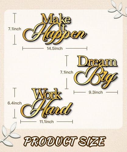 Putuo Decor Inspirational Wall Decor, Motivational Wall Art for Living Room,Encourage Office Positive Affirmations Quotes Dream Big Work Hard Make It Happen Hanging for Home Family - Image 2