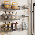 Veken Shower Caddy 6-Pack, No Drilling & Rustproof, Waterproof Adhesive Shelves Rack with Soap Holder, Large Capacity Bathroom Organizers and Storage, Wall-Mounted Kitchen & Home Decor, Silver Gray by Veken