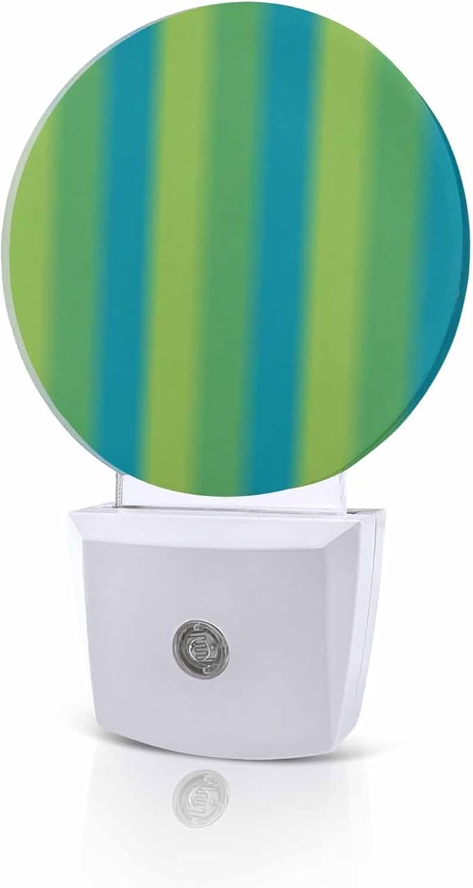 Night Lights Auto Sensor Sage Green Blue Night Light Gradient Color Stripe Round Lamp Plug-in LED Nightlights Dusk to Dawn for Living Room Bedroom Bathroom Hallway Wall Decor