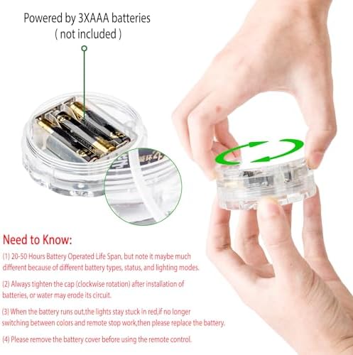 Bathtub Lights, Battery Powered Underwater Glow Light for Bathtime Bath Tub Spa Light Bathroom Shower Light, Bath Accessories for Women Relaxing, Remote Control Color Changing, RGB, 2pcs - Image 5
