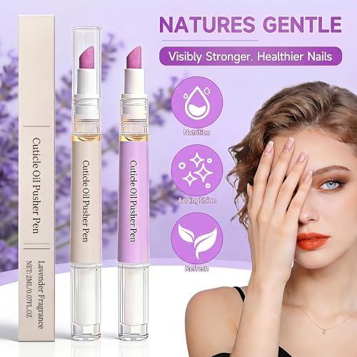 2 Pcs 2-in-1 Cuticle Oil Pusher Pen - 2026 New Ceramic Cuticle Pen,No Leak Travel Size Cuticle Pusher Pen With Oil,Moisturizing And Brightening Instant Keratin Removal Tool For Dry Damaged Nails - Image 3