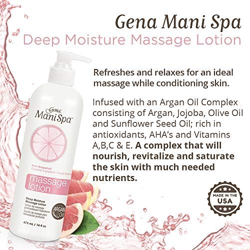 Gena Mani Spa Massage Lotion - Deep Moisturizing Body Lotion for Massages Therapy with Argan Oil, Massage Cream for Hands, Feet & Body, 16 fl oz - Image 4
